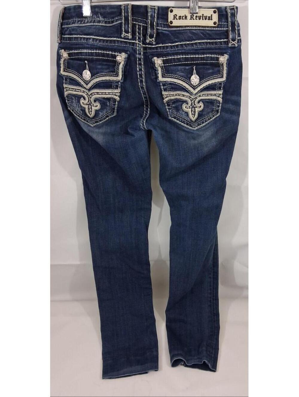 ROCK Revival Women's SKINNY Kayla Blue Jeans Light Wash Size 28 Inseam 29" - Picture 3 of 4